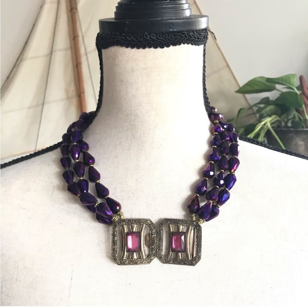 OAK antique Swarovski aurora crystal necklace